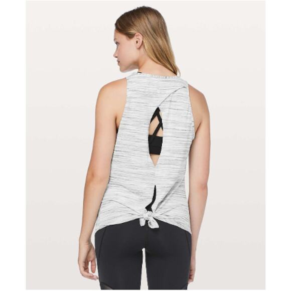 Lululemon Open Up Tank Tie Back Cut Out Space Dye White Gray 10 - Picture 1 of 5